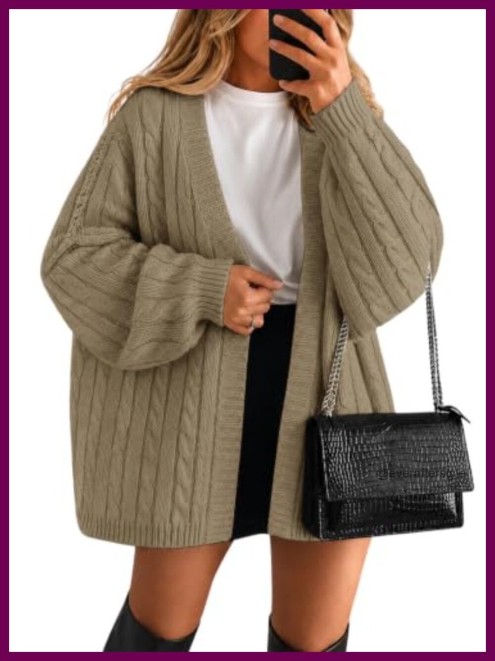 Oversized Cardigan Sweater Women Trendy Cable Knit Button Front V-Neck Long